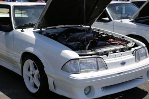White Vortech V-2 Supercharged Fox Body Mustang GT